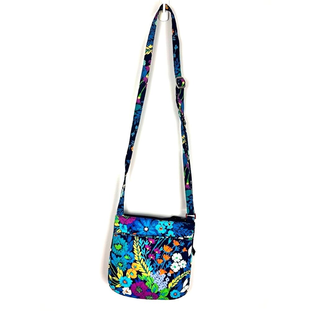 Vera Bradley Navy Floral Multi-Color Quilted Crossbody Bag Spring Feminine EUC